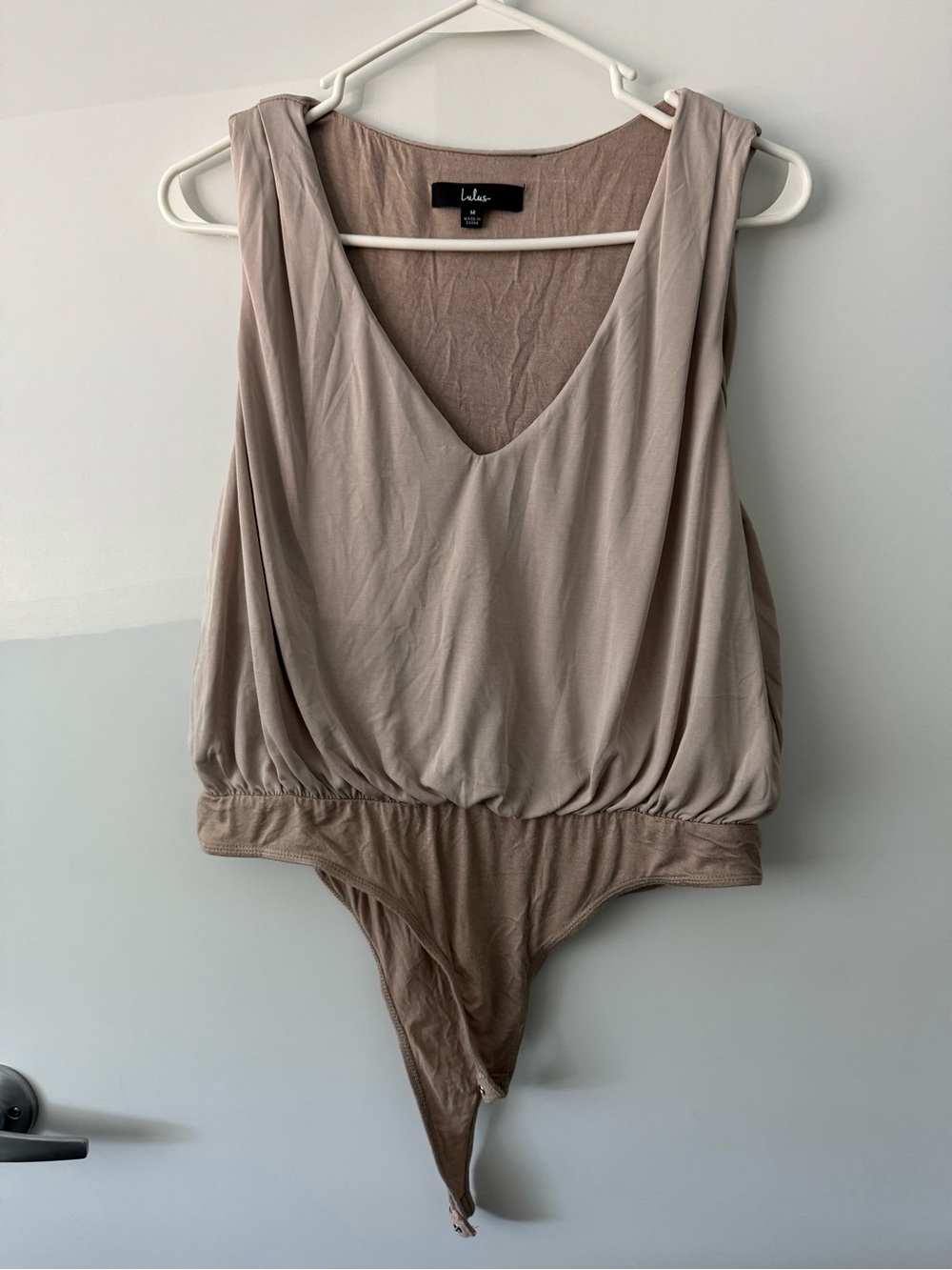 Lulus Taupe Sleeveless V-Neck Bodysuit